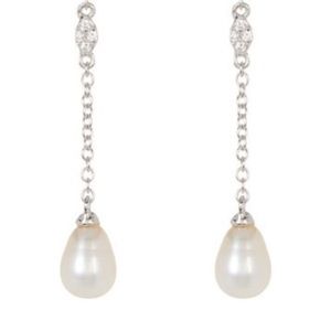ADORNIA Silver Swarovski Accented Pearl Earrings